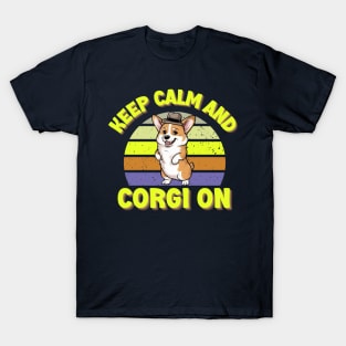 Corgi Keep Calm And Corgi On Vintage T-Shirt